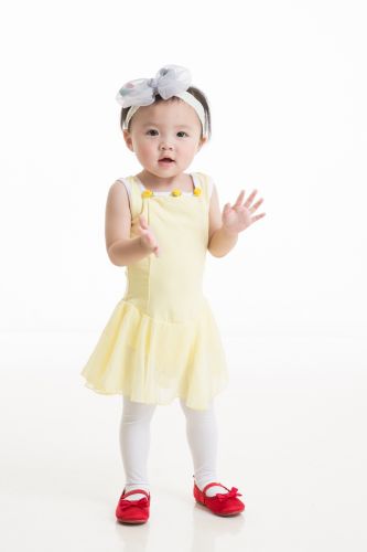 黃玫瑰寬肩帶無袖連身舞裙